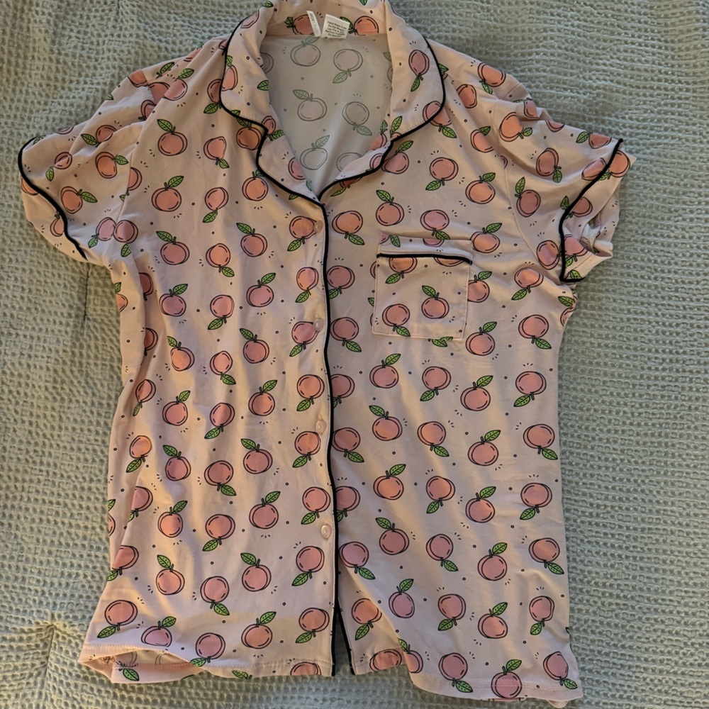 ✨5 for $25✨ Peach Print Short Sleeve Pajama Top - Pink